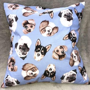 Blue Dog Breeds Pillow Cover: Handcrafted Cotton Accent Pillow Sham