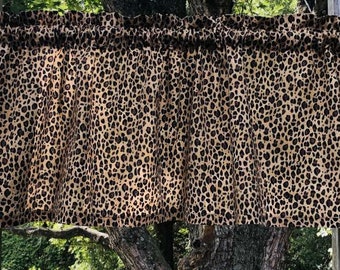 Cheetah Leopard Valance Wildlife Jungle Cat Animal Kitchen Bedroom Bath Window Curtain Topper