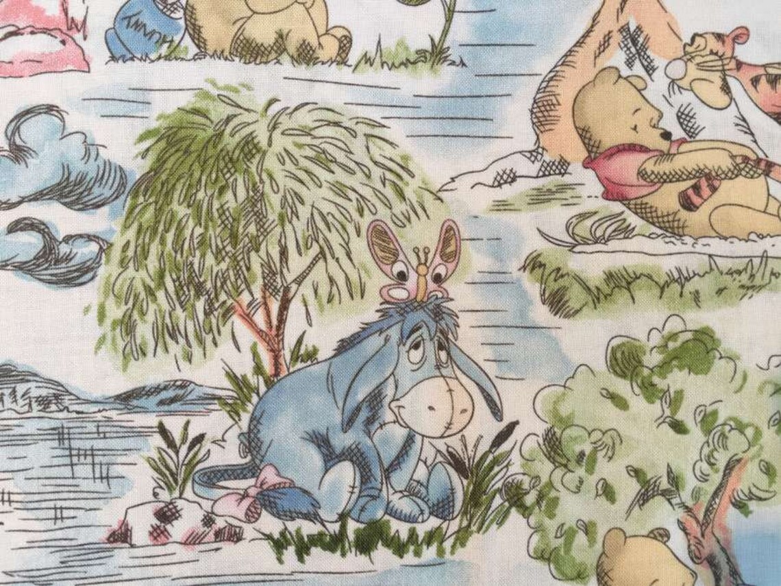 Winnie the Pooh Fabric Pooh Fabric Pooh Toile Nursery Beige | Etsy