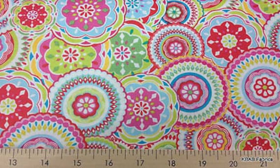 Spa Mint Pink Paisley Patty Reed 100/% Cotton Fabric BTY Half Yard t3//10
