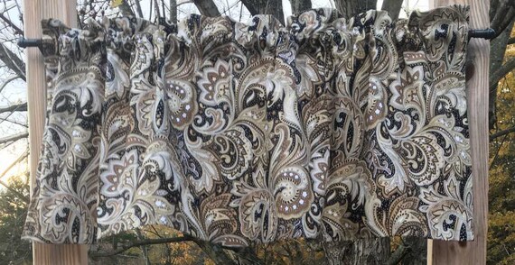 Paisley Valance Khaki Tan Brown Paisley Valance Beige Perugina Etsy