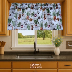 Garden Vegetables Valance Farm Fresh Tomatoes Carrots Peppers Artichoke Farmer Market Themed Kitchen Curtain Valance