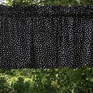 Dog Valance – Canine Paw Prints on Black | White Puppy Paw Farmhouse Kitchen, Bath, Living Room Curtain Topper