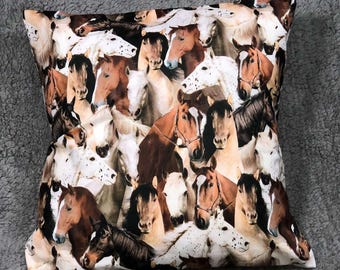 Handcrafted Horse Print Pillow Cover: Cowboy Western Decor