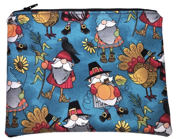 Thanksgiving Turkey Gnome Makeup Purse, Fall Harvest Essentials