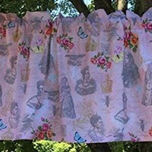 Paris Lady Cotton Valance: Floral Farmhouse Bedroom Window Curtain Topper - Home Decor Accents - Curtains
