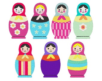 100% Cotton Fabric Russian Matryoshka Dolls Quilting Skirt Dress Material Sewing 
