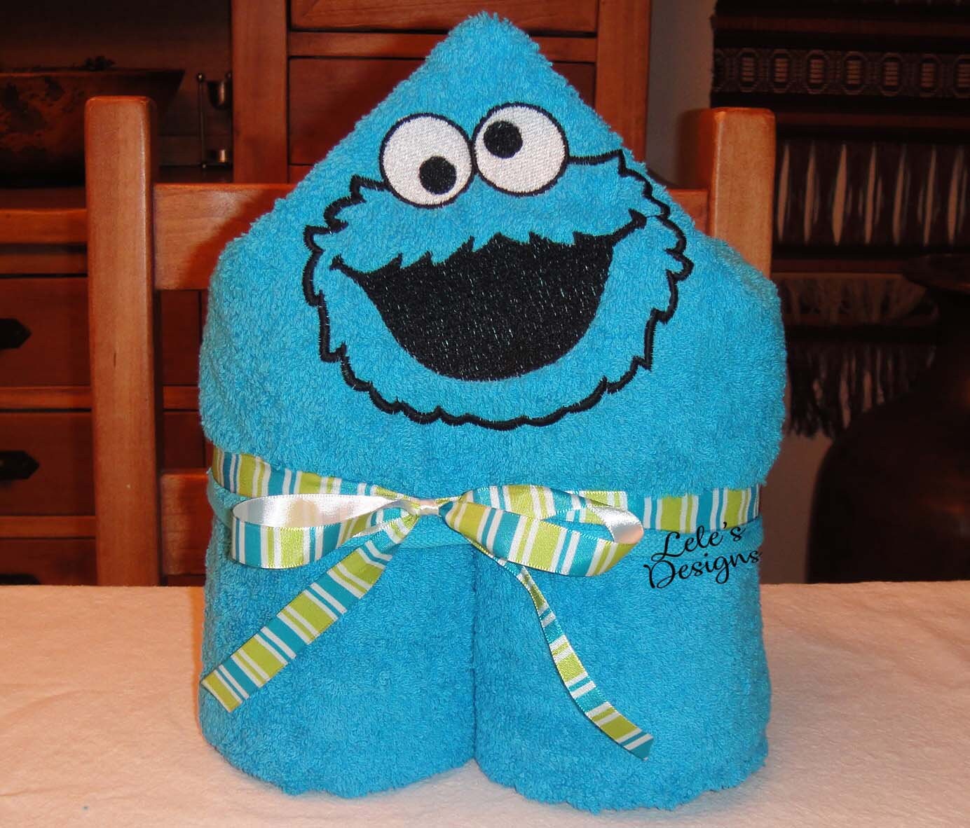 cookie monster hooded towel