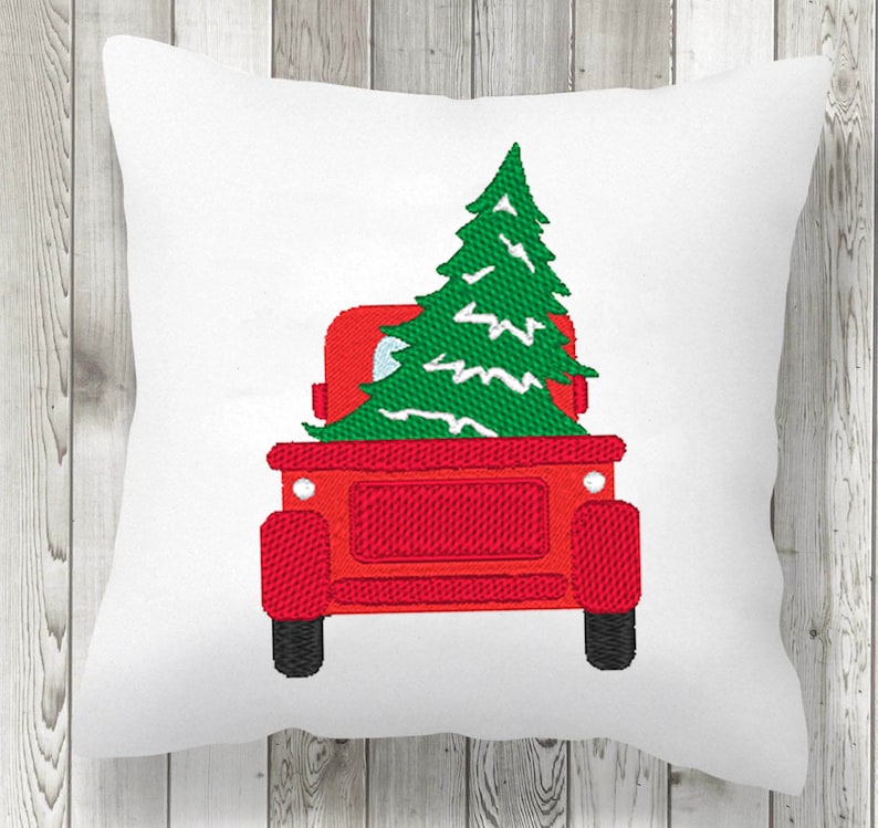 Red Truck Christmas Tree Embroidery Machine Designs INSTANT Etsy