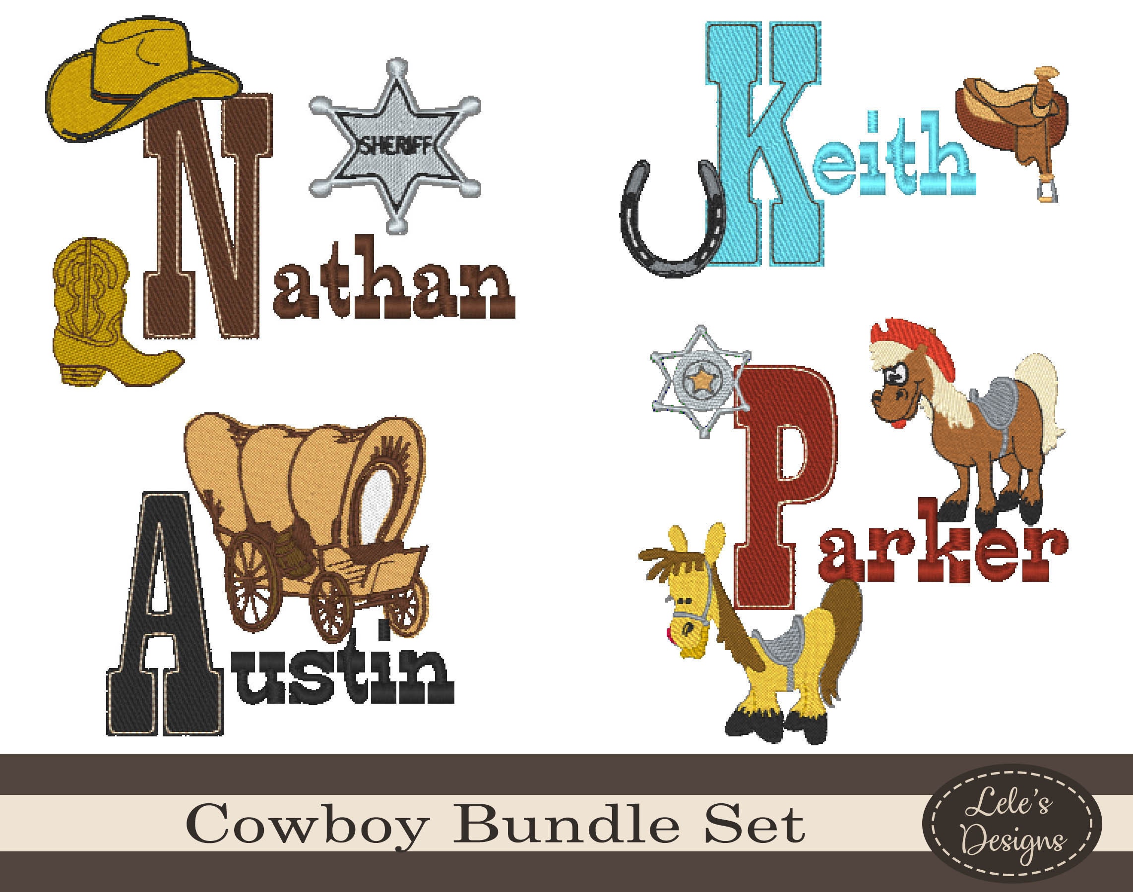142 Cowboy Embroidery Machine Designs Bundle Set Fonts - Etsy India