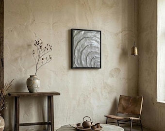 Scultura da parete in metallo, decorazione per la casa in stile Wabi Sabi (40 x 50 cm)