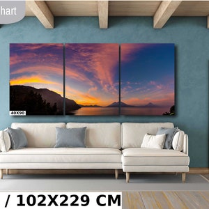 Sunrise on Lake Atitlan overlooking its amazing volcanoes in Guatemala, a photograph printed on premium paper, canvas, acrylic or metal