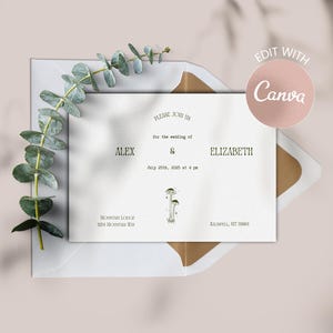 Mountain Wedding Invitation, Wedding Invite, Canva Template, Western Wedding, Retro Wedding, Unique, Printable, Creative Wedding Stationary