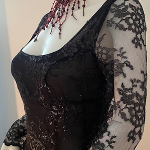 Vintage Rare 90&#39;s Blumarine Midi length Black Lace dress with mini slip, Like brand new With tags