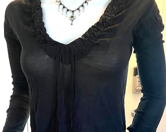 Vintage Women&#39;s 90&#39;s Tom Ford Gucci Silk Sheer long sleeve black Top Size Small
