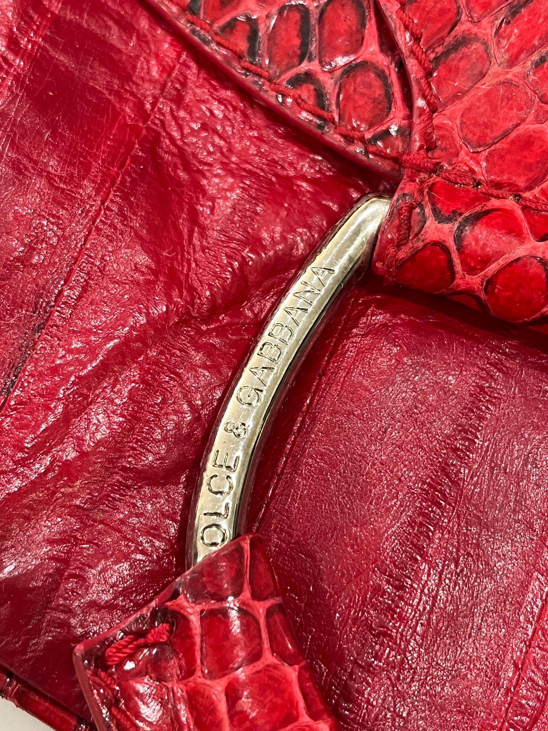 Dolce & Gabanna Authentic Red Snakeskin Y2K Handbag - Etsy