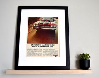 1970 Chevrolet Chevelle SS (Available GALLERY FRAMED!) Vintage Magazine Print Advertisement Wall Decor - Printed 1970