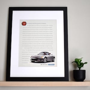 2000 Honda S2000 (Available GALLERY FRAMED!) Retro Magazine Print Advertisement Wall Decor - Printed 2000