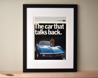1968 Chevrolet Corvette Sting Ray (Available GALLERY FRAMED!) Vintage Magazine Print Advertisement Wall Decor - Printed 1968
