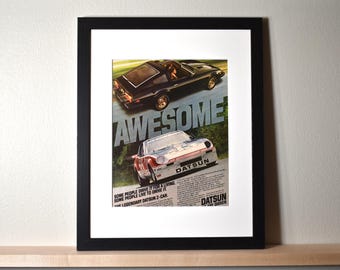 Framed Vintage 80's JVC Stereo Ad 1983 Datsun 280Z Funny Car