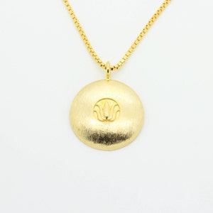 Gold Lotus Disk Necklace image 2