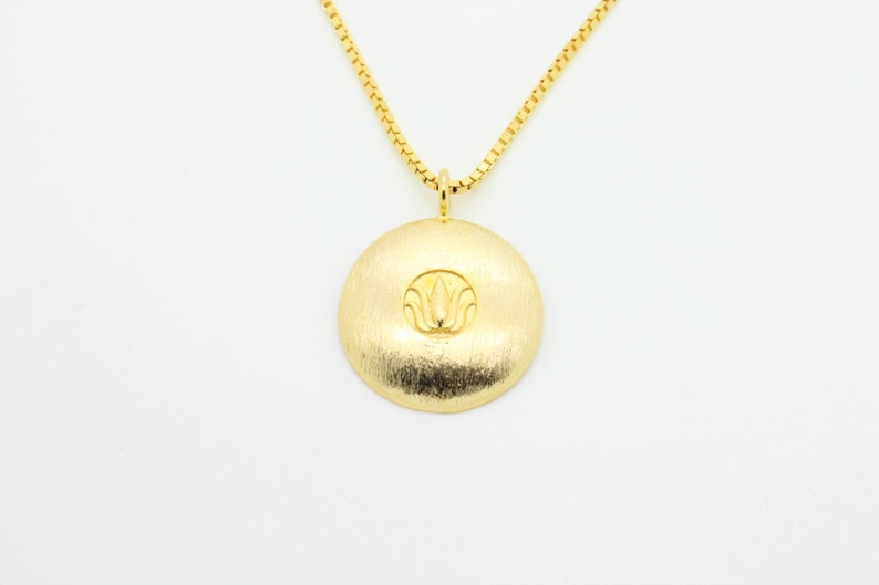 Gold Lotus Disk Necklace image 2