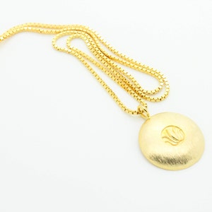 Gold Lotus Disk Necklace image 1