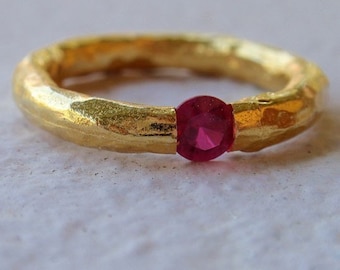 Gold Ruby Ring - US size 7