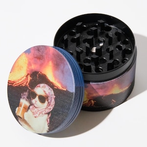 Volcano Cat Coffee Break Chill Cute Funny-50mm 4-Piece Premium Custom Metal Kitchen Herb Grinder Cute Birthday Day Gift Idea- Gift for Her