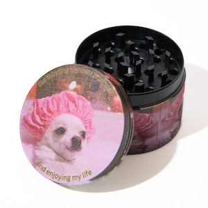 Cute Puppy Bubble Bath Cosy Night - 50mm 4-Piece Premium Custom Metal Kitchen Herb Grinder Cute Birthday Day Gift Idea - Gift for Her