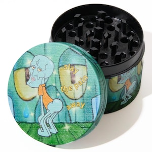 Funny Cartoon Character Cute Pose - 50mm 4-Piece Premium Custom Metal Kitchen Herb Grinder Cute Birthday Day Gift Idea - Gift for her