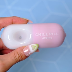 Chill Pill Glass Pipe - Glass Tobacco Pipe - Girly Pipe - Cute Pipe - Birthday Gift Ideas - Gift for Her