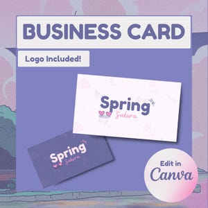 Modèle de carte de visite modifiable dans des tons pastel nostalgiques roses et violets avec un design inspiré du manga pour les marques décontractées et émotionnelles