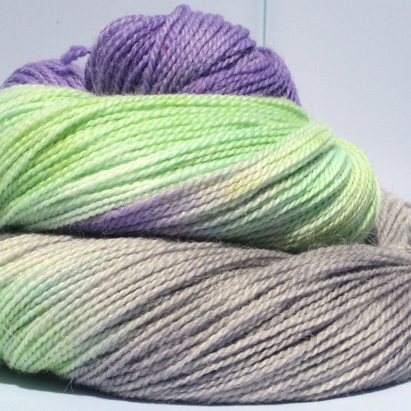 Handpainted Sock Yarn - Fingering Weight Hearty Sock Yarn - 100% 3 Ply Superwash Merino Wool - Mint Jelly