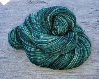 Handpainted Quench Sock Yarn - 75/25%  Superwash Merino Wool / Nylon - Emerald Forest