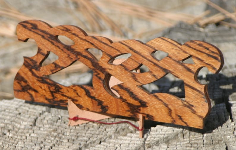 Hand Crafted Celtic Zebrawood Beaters Shuttle for Card Inkle Weaving
