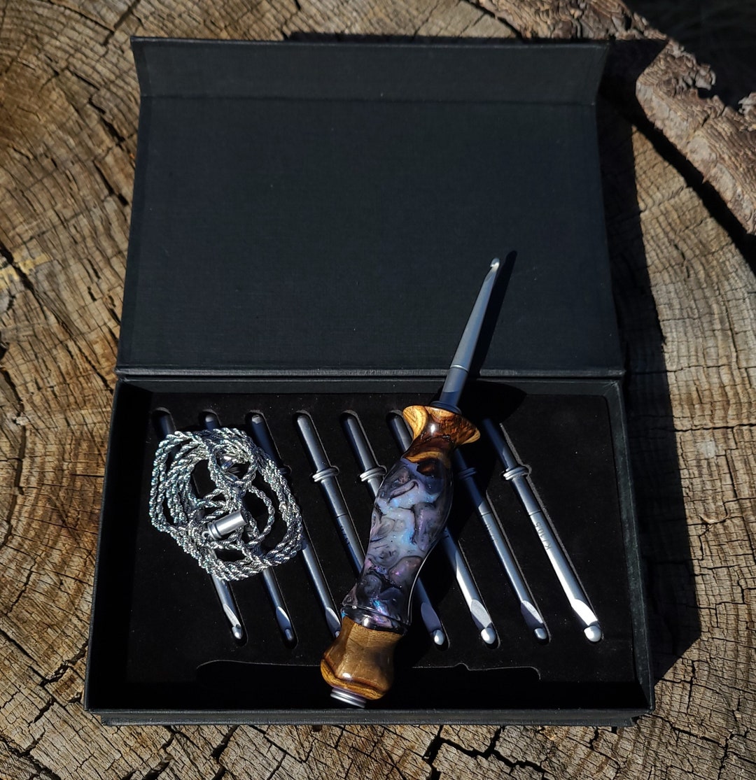 Interchangeable Crochet Hook Necklace Gift Set Hand Turned opal