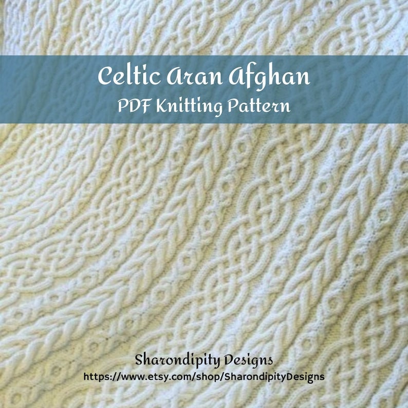 Celtic Aran Afghan / Cable Knit Afghan / Aran Afghan / Patrón de punto PDF / Punto irlandés / imagen 1