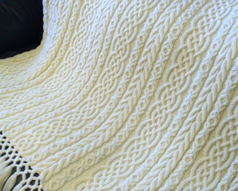 Celtic Aran Afghan / Cable Knit Afghan / Aran Afghan / Patrón de punto PDF / Punto irlandés / imagen 3