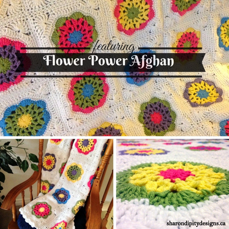 Crochet Afghan | Flower Motif Afghan | Flower Power Afghan | PDF ...