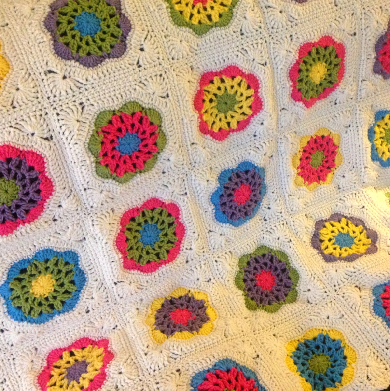 Crochet Afghan | Flower Motif Afghan | Flower Power Afghan | PDF ...