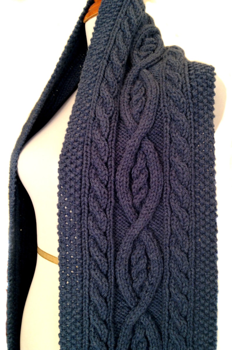 PDF Knitting Pattern. Cable Knit Scarf. Traditional Irish. Womens Scarf