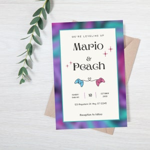 Gamer Wedding Invitation bundle, Editable Template, Canva template, Leveling Up, Printable Invite Template