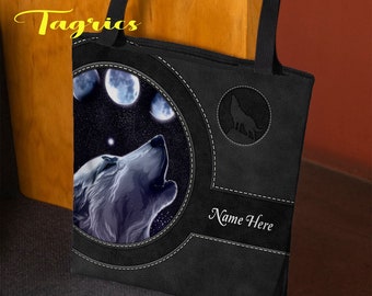 Moonlight Wolf Fantasy Tote Bag Purse Handbag For Women Girls
