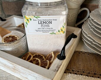 Non-Toxic Dishwasher Soap Lemon Scent All Natural Detergent 80 Loads