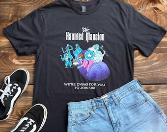Disney Inspired Haunted Mansion T-Shirt Friends Group Doom Buggy Constance, Birthday Girl, Madame Leota, and the Hitchhiking Ghosts