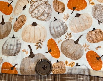 Pumpkins Fall Seasonal Lined Curtain Valance Buttons 35”x 17”