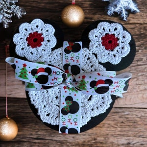 2 Micky Maus Disney inspirierte Getränke-/Kerzenuntersetzer aus Holz gehäkelt - schöne Größe - Geschenkidee