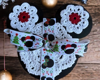 2 Mickey Mouse Disney Inspired  Drink/Candle Coasters Wood Crochet - Nice Size- Gift Idea