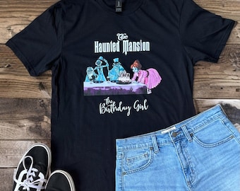 Disney Inspired Haunted Mansion T-Shirt The Birthday Girl Ballroom Scene Hitchhiking Ghosts